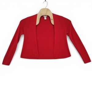 J Jill Womens XS Cardigan Cotton Blend Red Open Front Lightweight